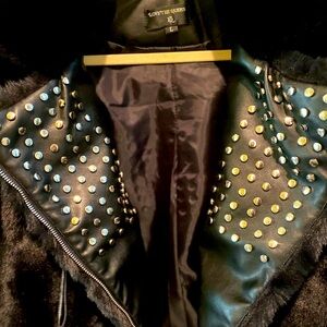 Black Faux Fur Studded Jacket